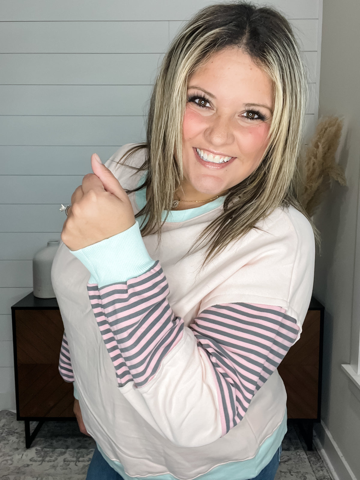 "Racine" Oversized Stripe Colorblock Long Sleeve