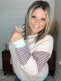"Racine" Oversized Stripe Colorblock Long Sleeve