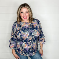 "Mckinley" Floral Round Neck Double Ruffle Sleeve