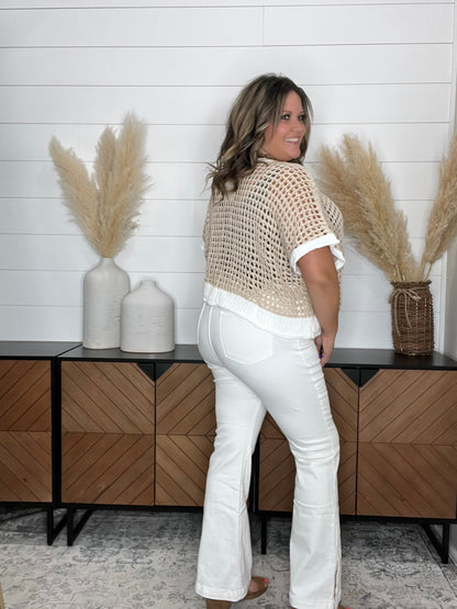 Judy Blue "Rebecca" White Side Slit Bootcut Jeans