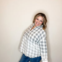 "Just Around the Corner" Collared Long Sleeve with Center Pleat