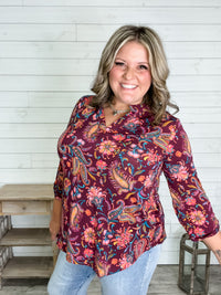 "Audra" 3/4 Sleeve Split Neck