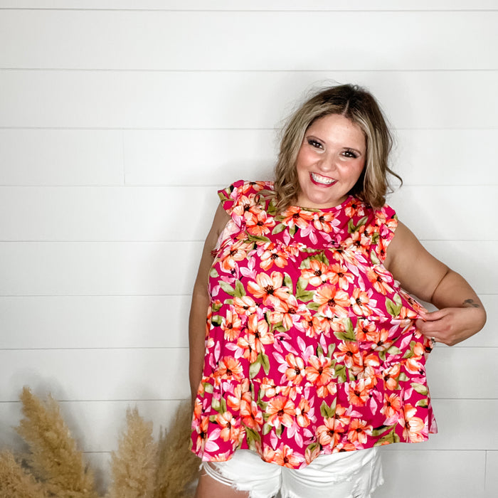 "Esme" Floral Ruffle Cap Sleeve Tiered Top