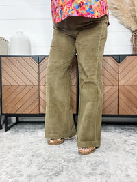 Judy Blue Olive Corduroy Wide Leg Jeans
