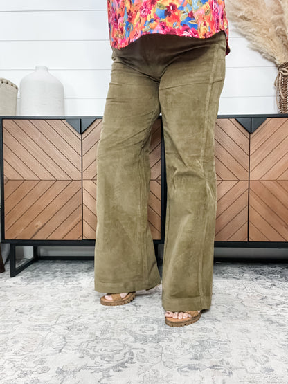 Judy Blue Olive Corduroy Wide Leg Jeans