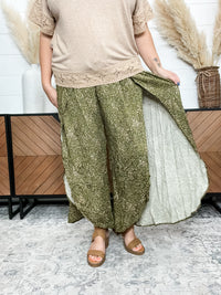 "Topeka" Casual Wide Leg Side Slit  Pants