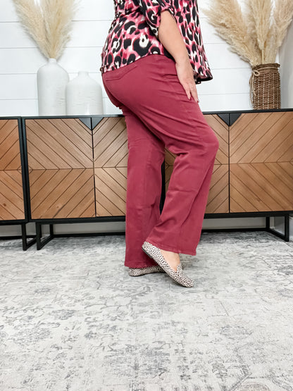 Judy Blue Burgundy Front Seam Straight Leg Jeans
