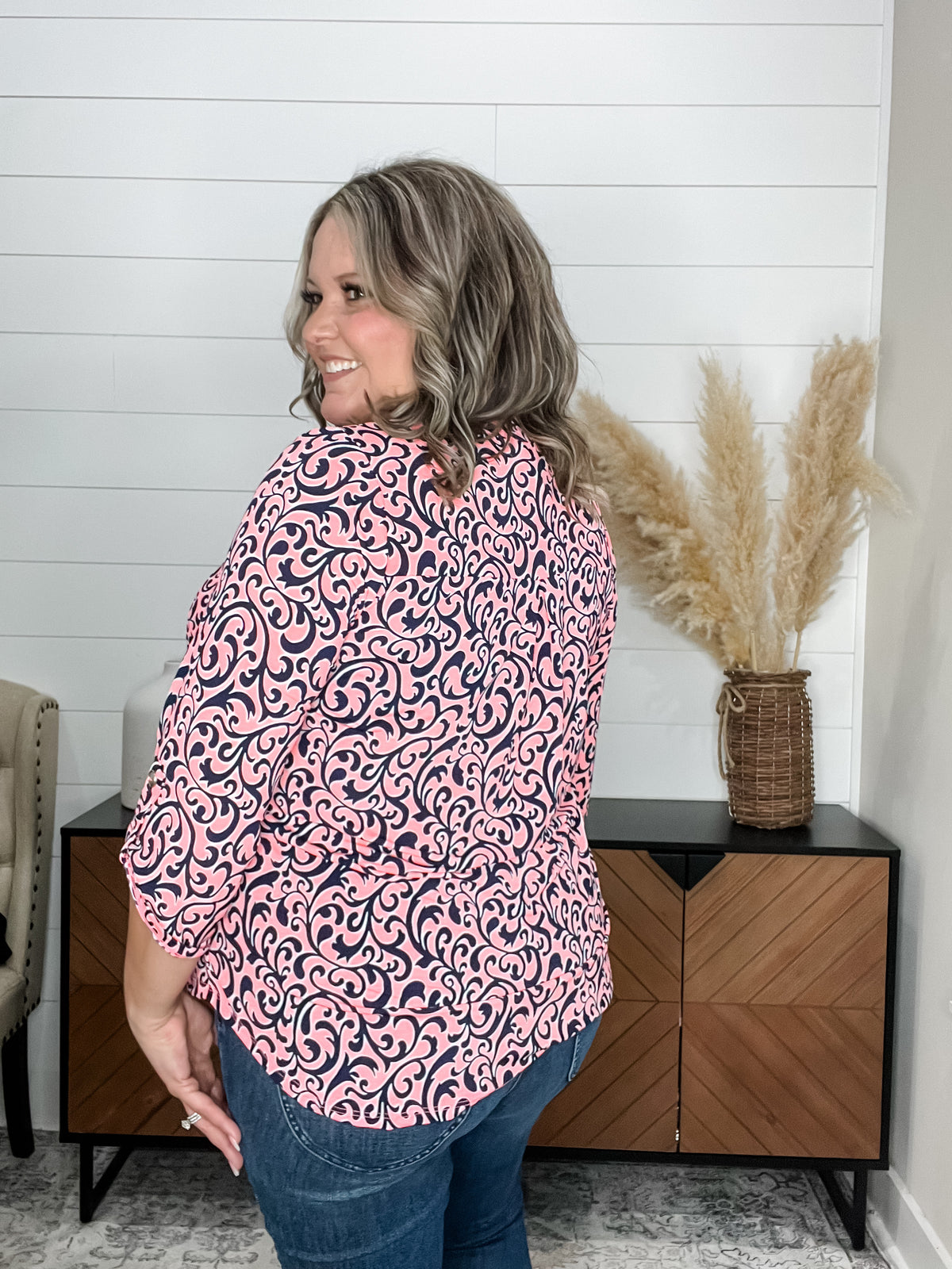 "Pixie Stick" Dear Scarlett 3/4 Sleeve Split Neck