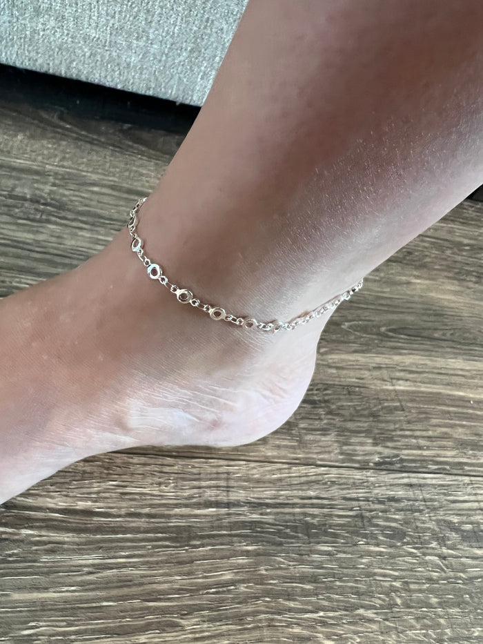 Silver Circles Adjustable Anklet