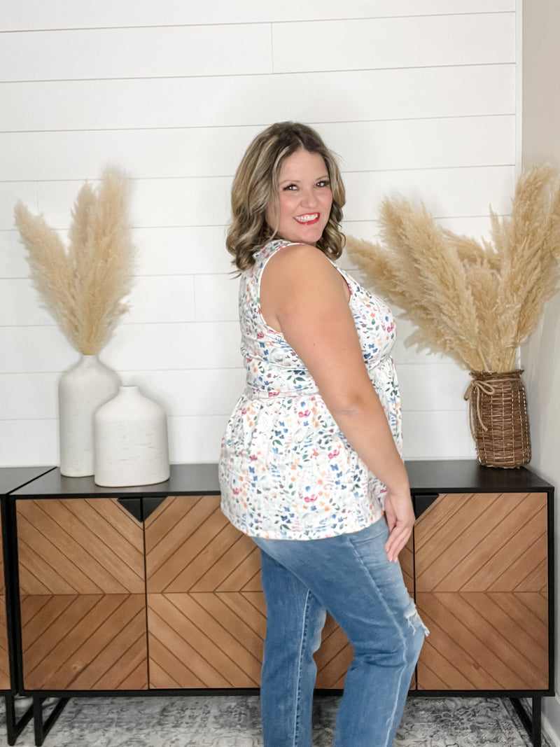 "Renee" Floral Ruffle Tank