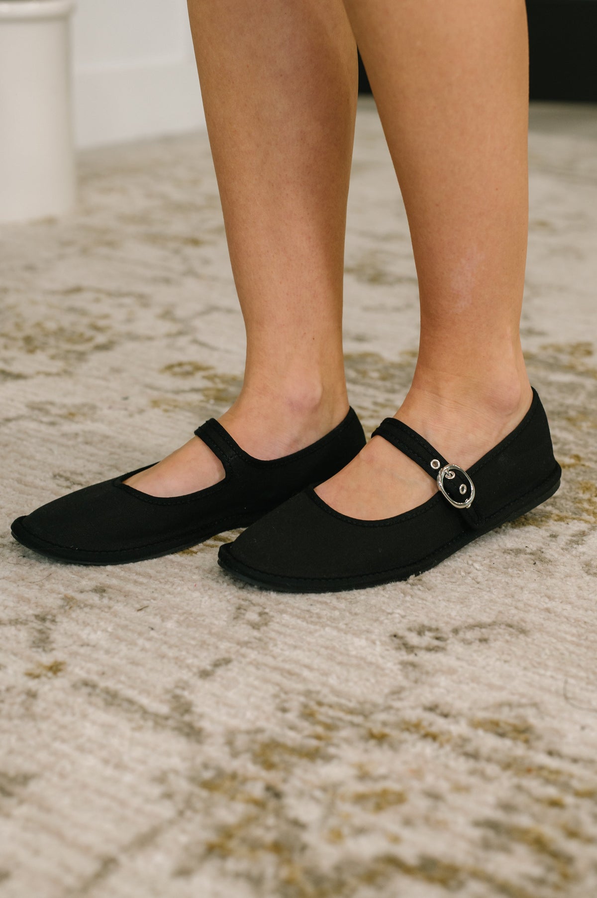 Soda Brand Black Buckle Flats