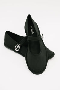 Soda Brand Black Buckle Flats