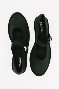 Soda Brand Black Buckle Flats