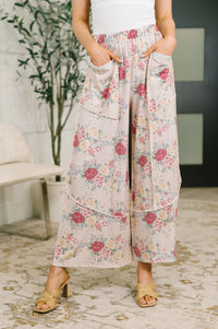 Haptics "Strut" Floral Wide Leg Pants With Pockets
