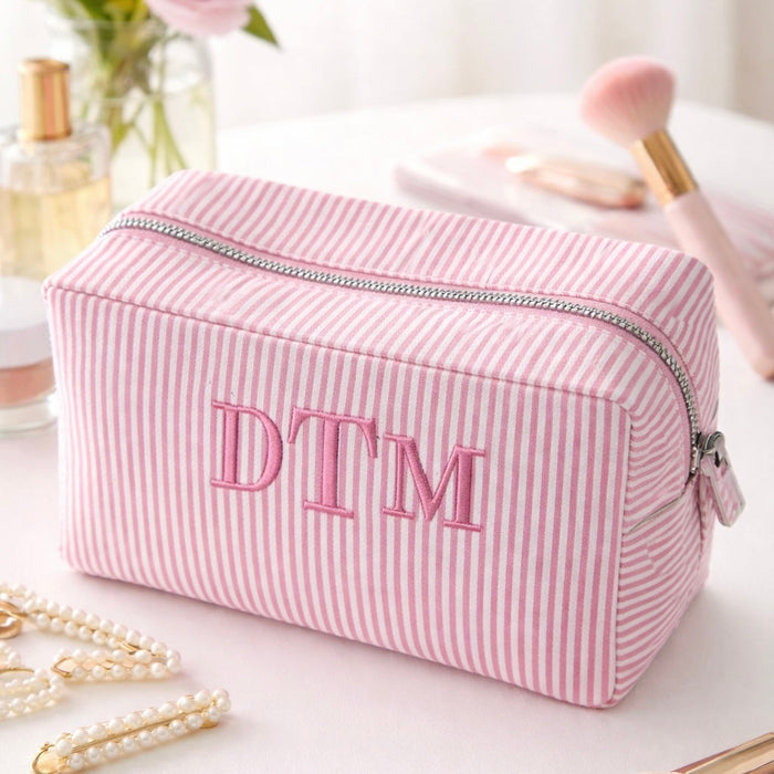 Sheerrucker pink and white accessory/make up bags