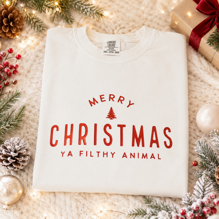 JOCOink Merry Christmas ya filthy animal (detail view) | Lola Monroe Boutique