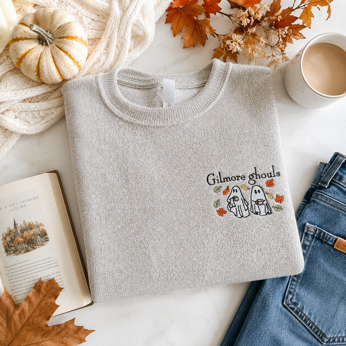 JOCOink Gilmore ghouls - Embroidered on unisex fit Nantucket knit salt oatmeal Heather | Lola Monroe Boutique