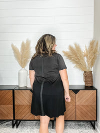 "Washout" Short Sleeve Mineral Wash Midi Dress