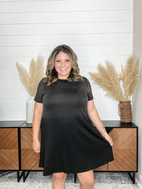 "Washout" Short Sleeve Mineral Wash Midi Dress