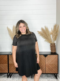 "Washout" Short Sleeve Mineral Wash Midi Dress
