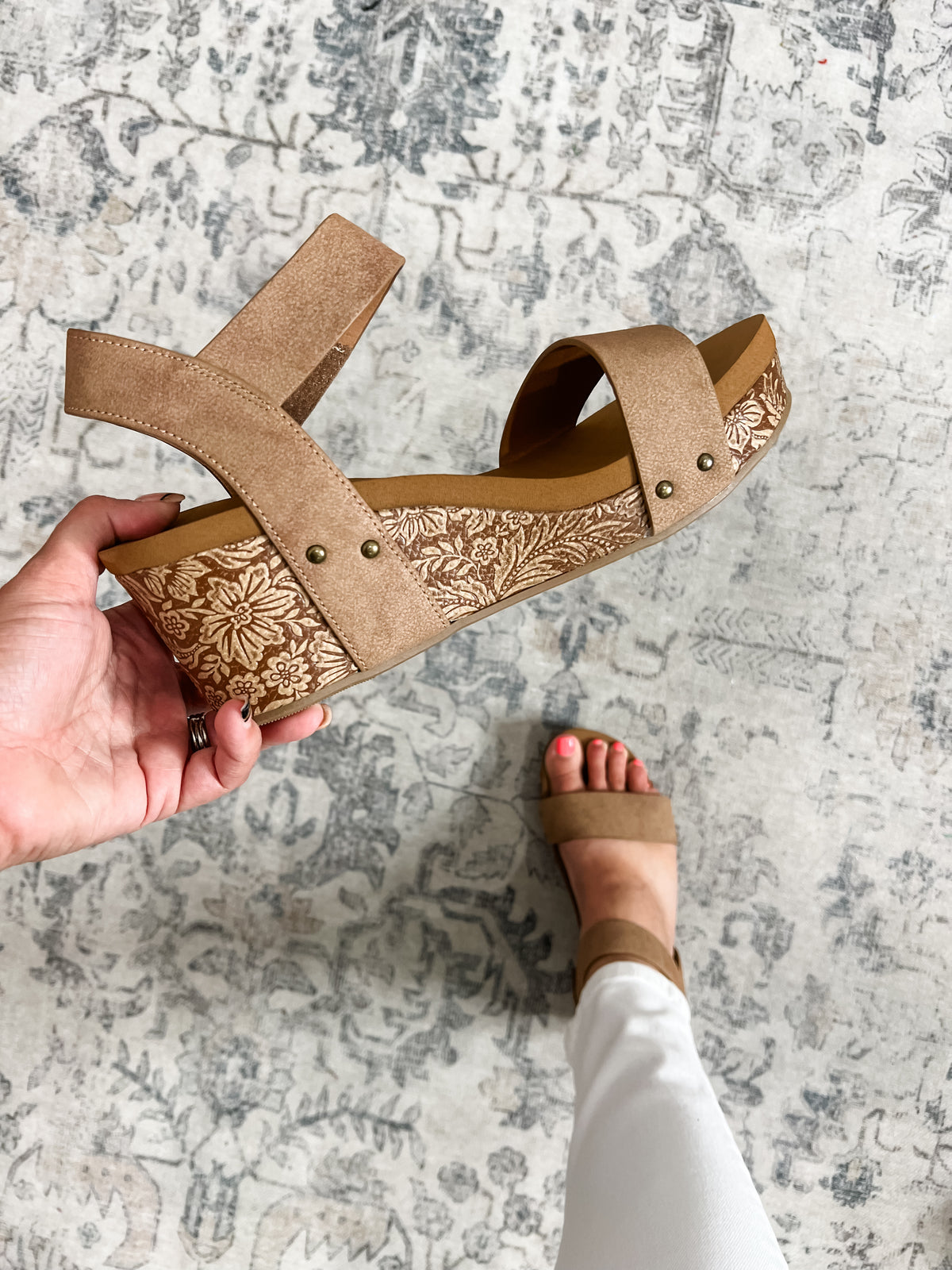"Devon 2.0" By Very G Tooled Sandal (Light Tan)