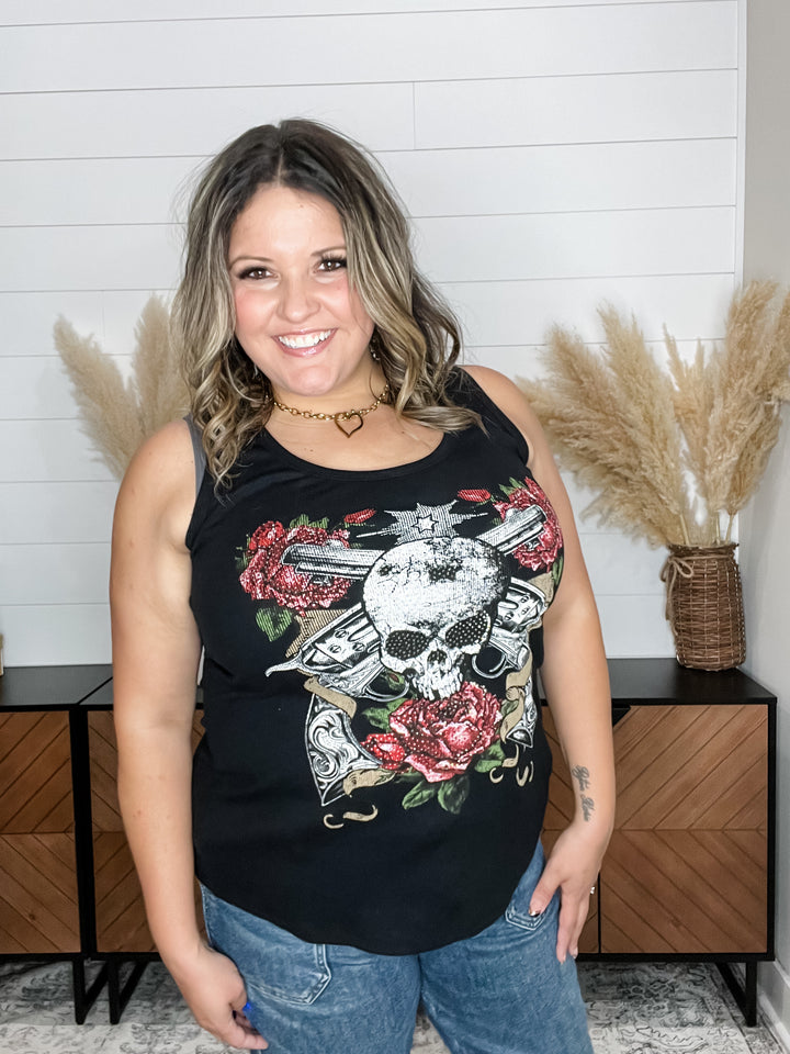 "Axel" Bejeweled Ribbed Tank