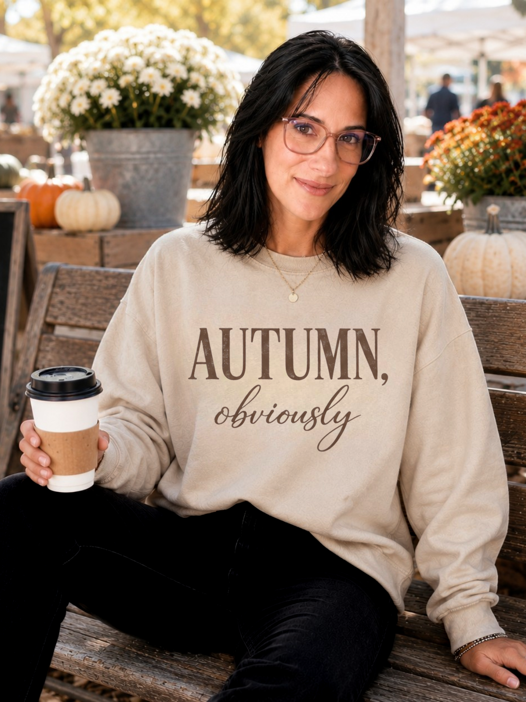 JOCOink Autumn obviously graphic sweatshirt and tee in sand | Lola Monroe Boutique