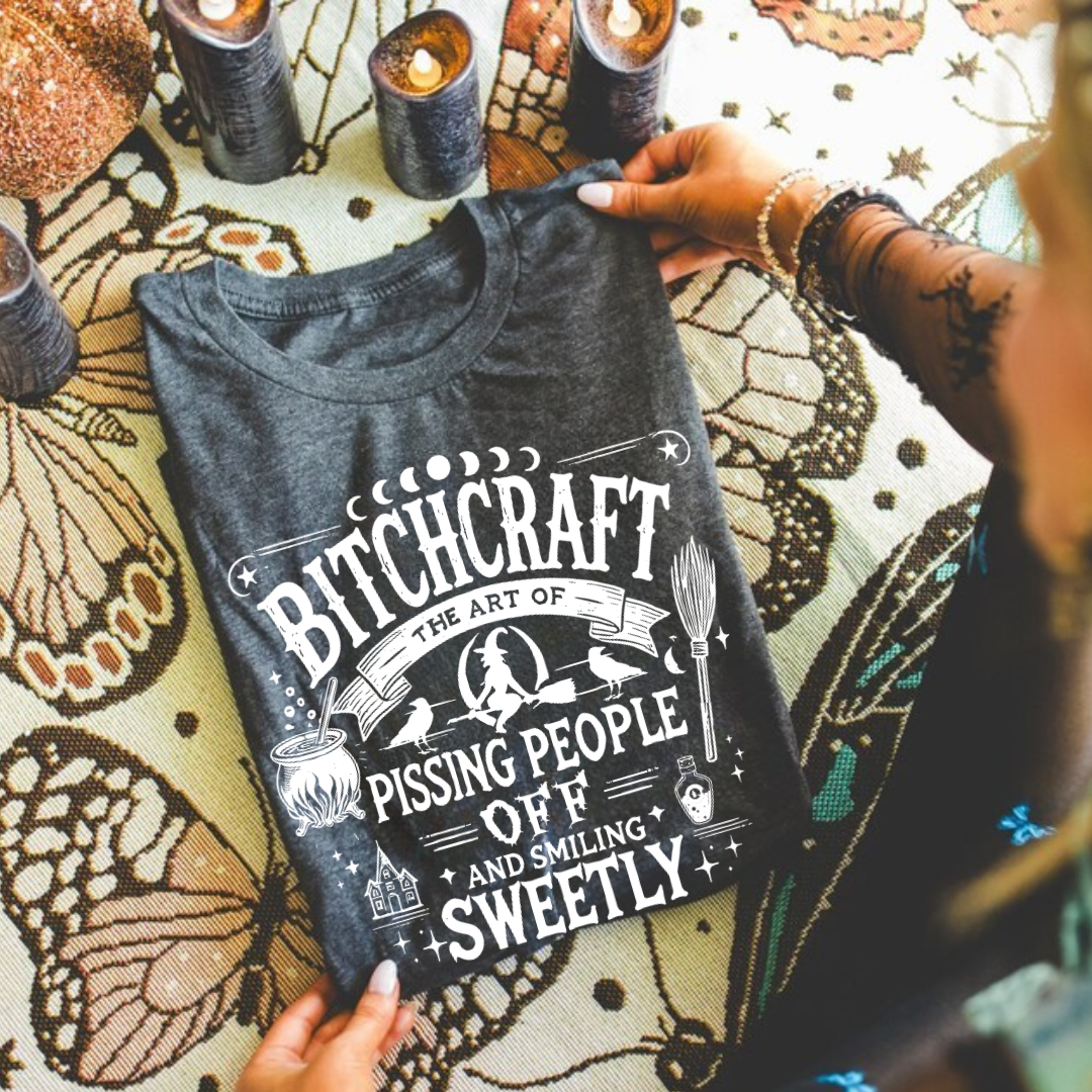 JOCOink Bitchcraft, heather graphite, 100% cotton | Lola Monroe Boutique
