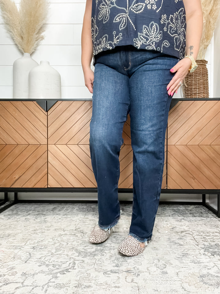 Judy Blue "Casual Friday" Dark Wash Straight Leg Jeans