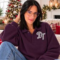 JOCOink embroidery monogram sweatshirt, oversized fit, 70/30 cotton poly blend | Lola Monroe Boutique