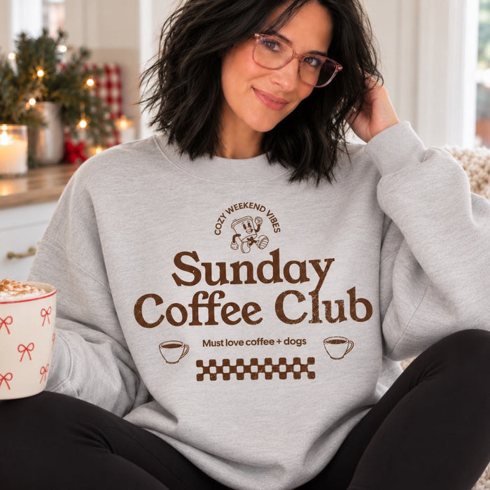 JOCOink Sunday coffee club DTF graphic sweatshirt in oatmeal heather | Lola Monroe Boutique