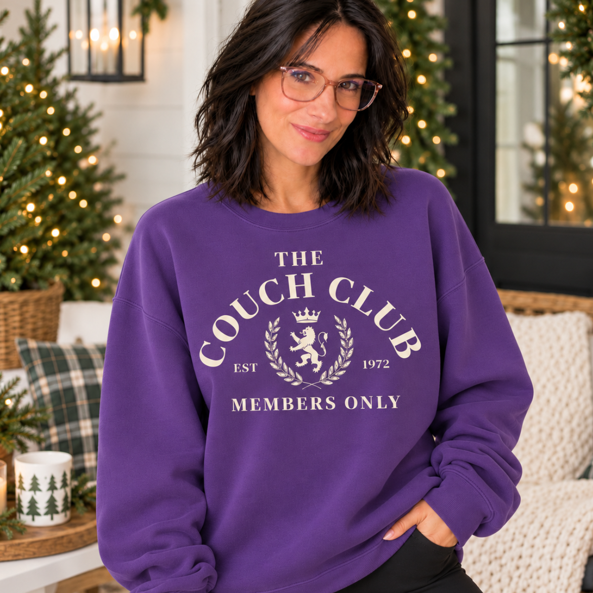 JOCOink The couch club DTF graphic sweatshirt in purple | Lola Monroe Boutique