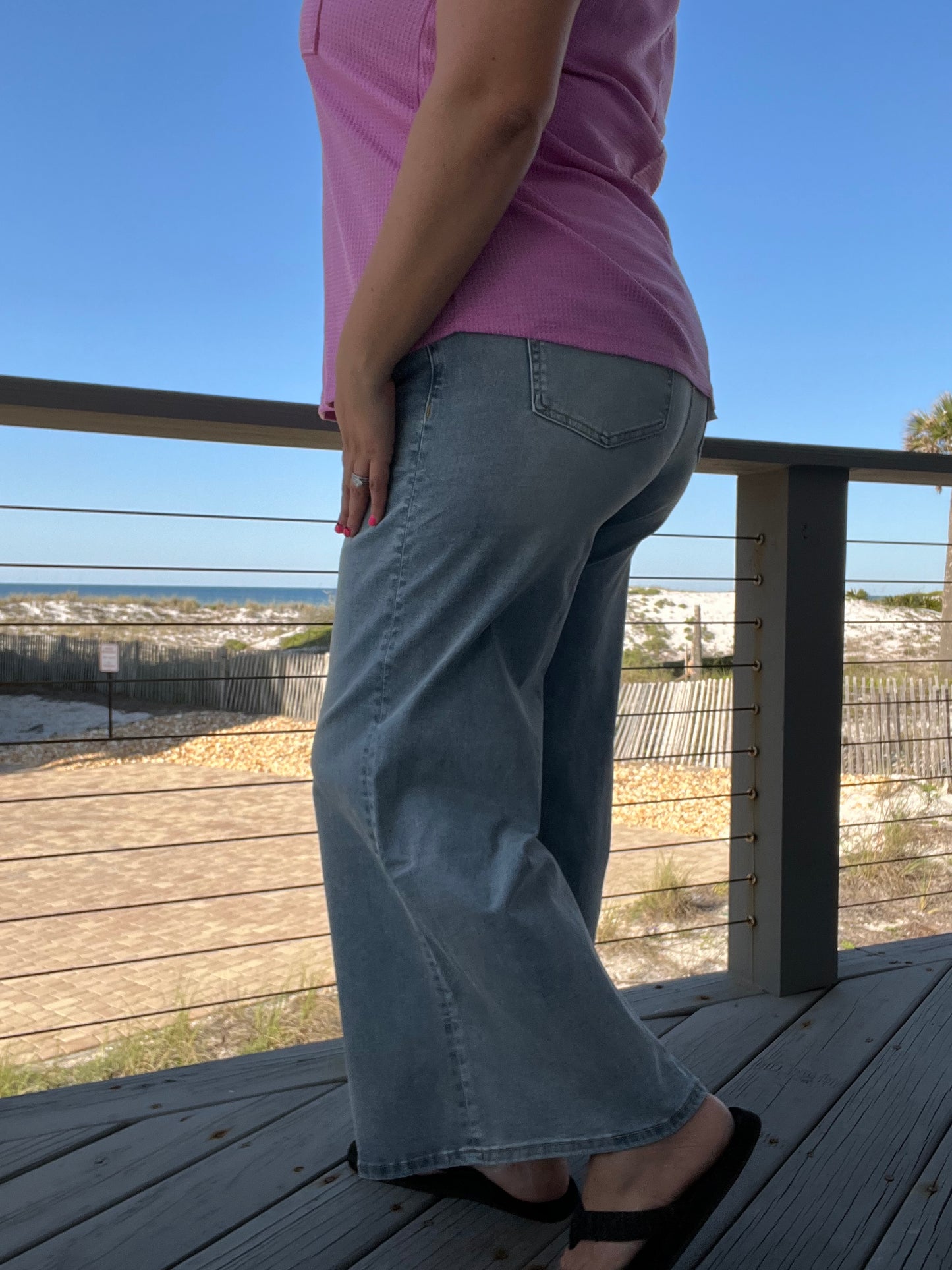 Mica Denim Wide Leg Crop Raw Hem