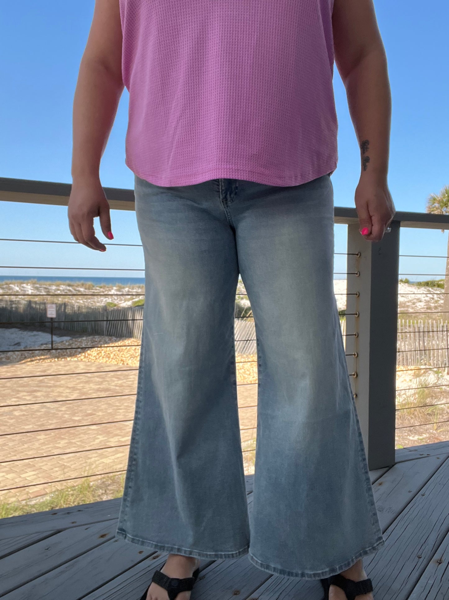 Mica Denim Wide Leg Crop Raw Hem