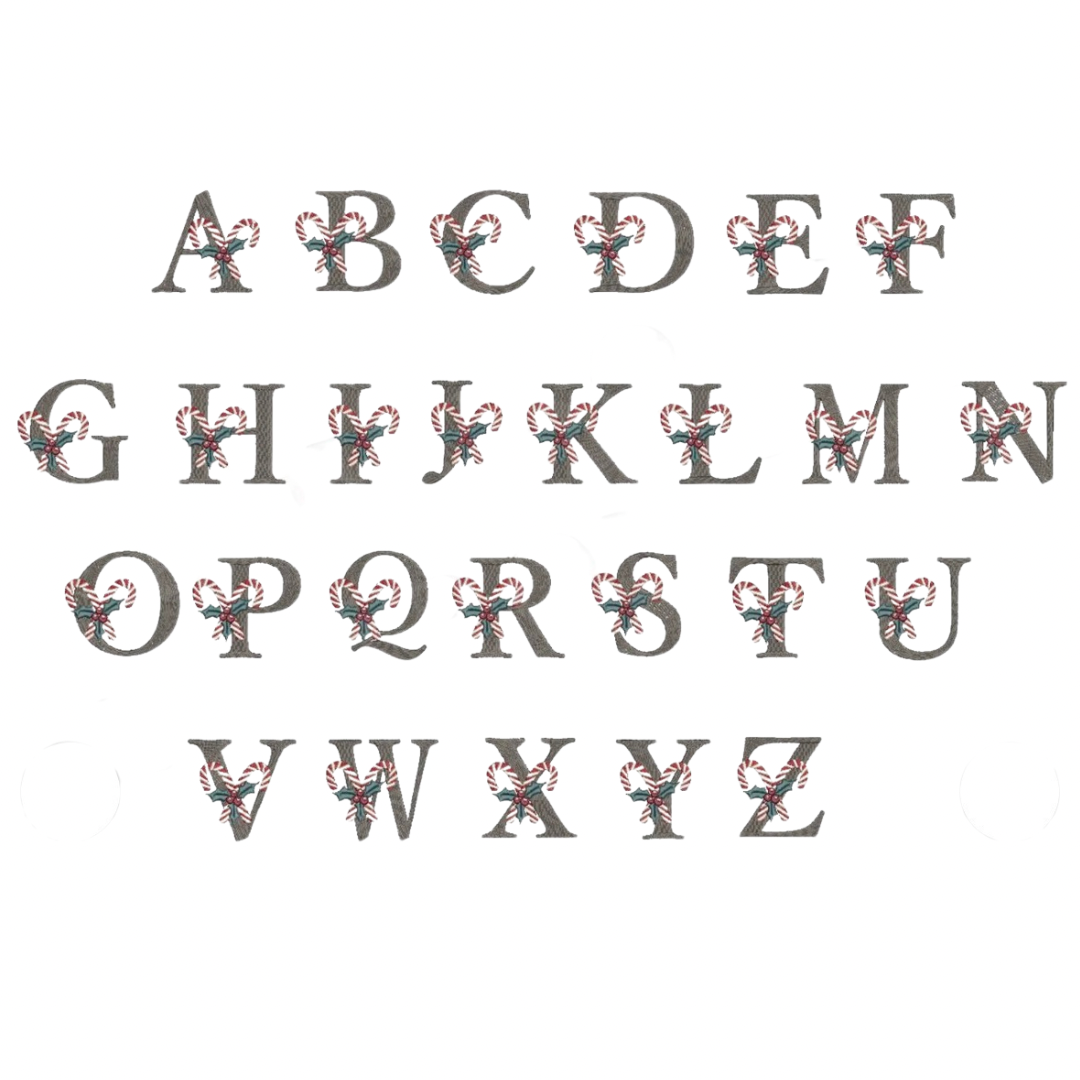 Embroidered initial candy cane hand towels