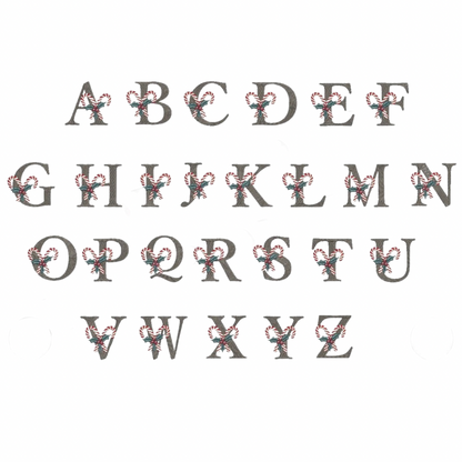 Embroidered initial candy cane hand towels