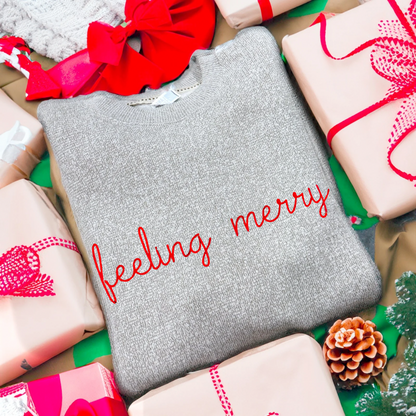 Feeling merry embroidered knit sweatshirt