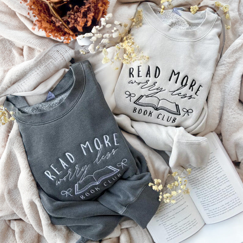 JOCOink Read more worry less, black, ivory | Lola Monroe Boutique