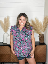 Dear Scarlett "Pittman" Flutter Sleeve Split Neck