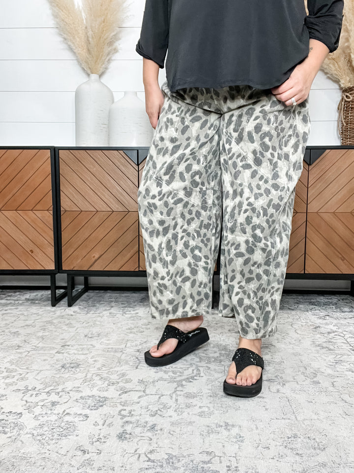 Leopard Print Wide Leg Denim