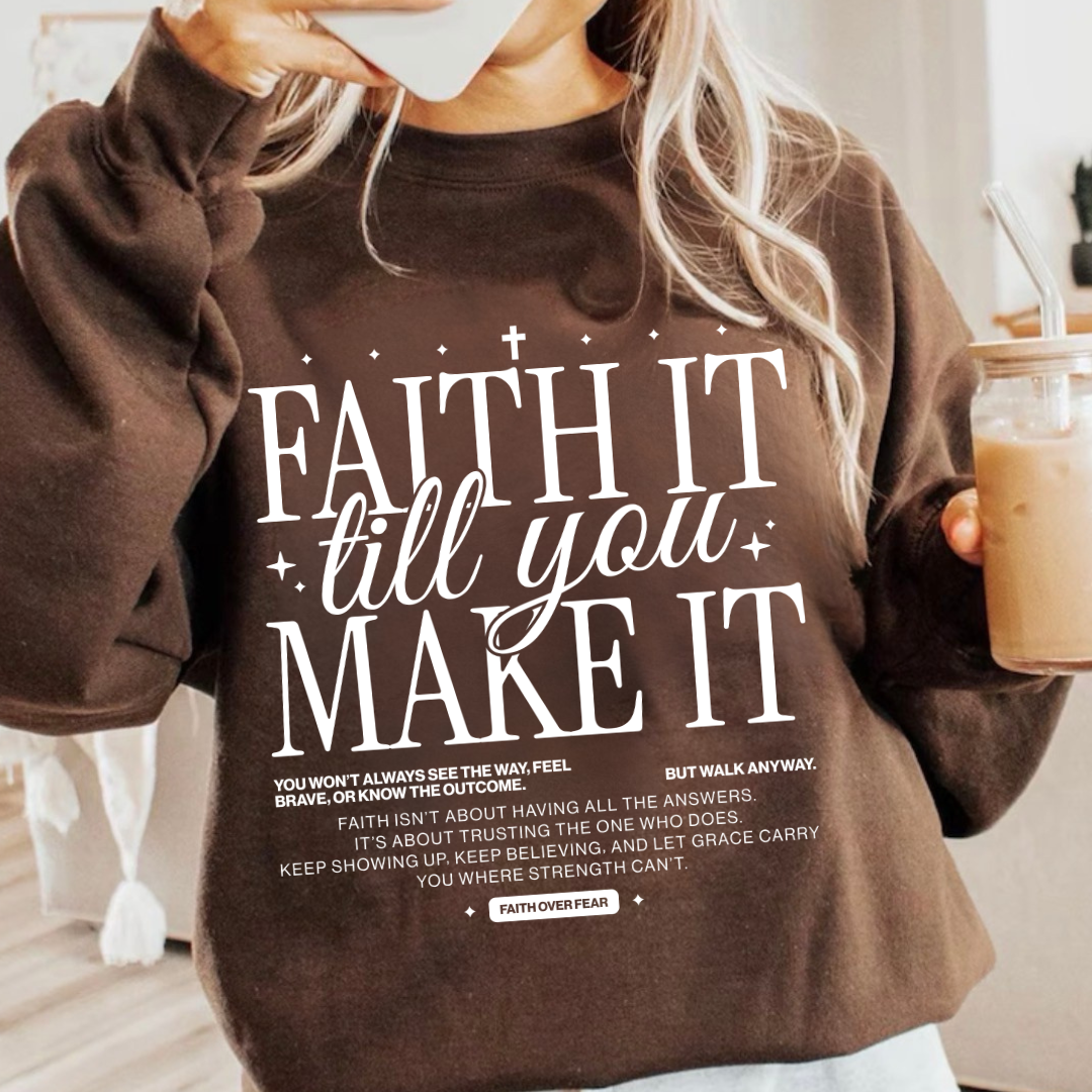 JOCOink Faith it til you make it, brown, gildan | Lola Monroe Boutique