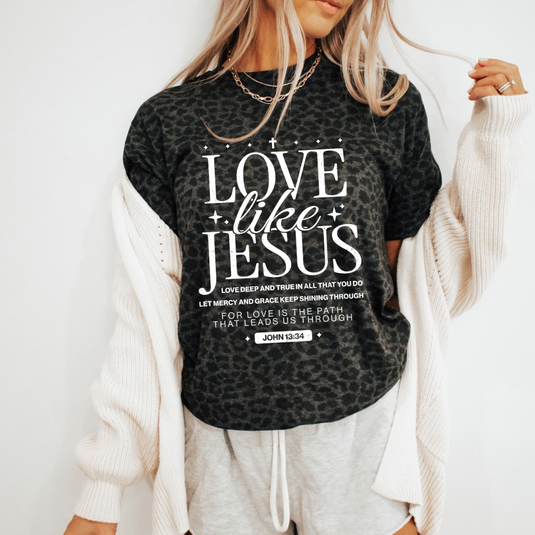 JOCOink Love like Jesus, black, leopard | Lola Monroe Boutique