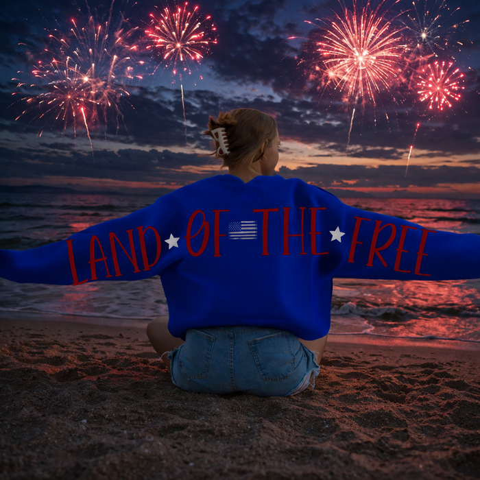JOCOink Land of the free oversized sweatshirt or quarter-zip | Lola Monroe Boutique