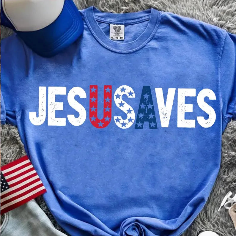 JOCOink JesUSAves on Flo Blue Comfort Colors tee | Lola Monroe Boutique