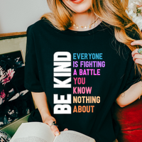 JOCOink Be kind battle rainbow colors, true to size, unisex fit | Lola Monroe Boutique