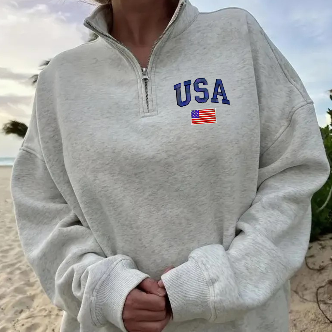JOCOink USA with flag quarter zip (additional view 3) | Lola Monroe Boutique