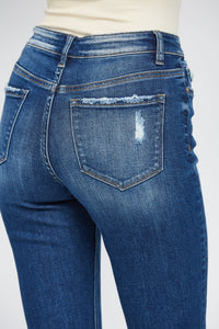 Mica Denim "Jerry" Medium Wash Straight Leg Cuffed Jeans