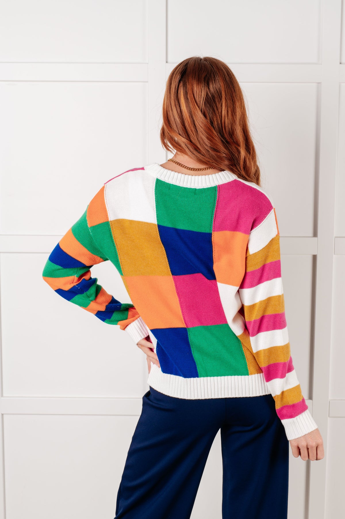 "Yes Please" Color Block Sweater