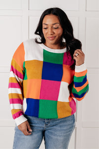 "Yes Please" Color Block Sweater