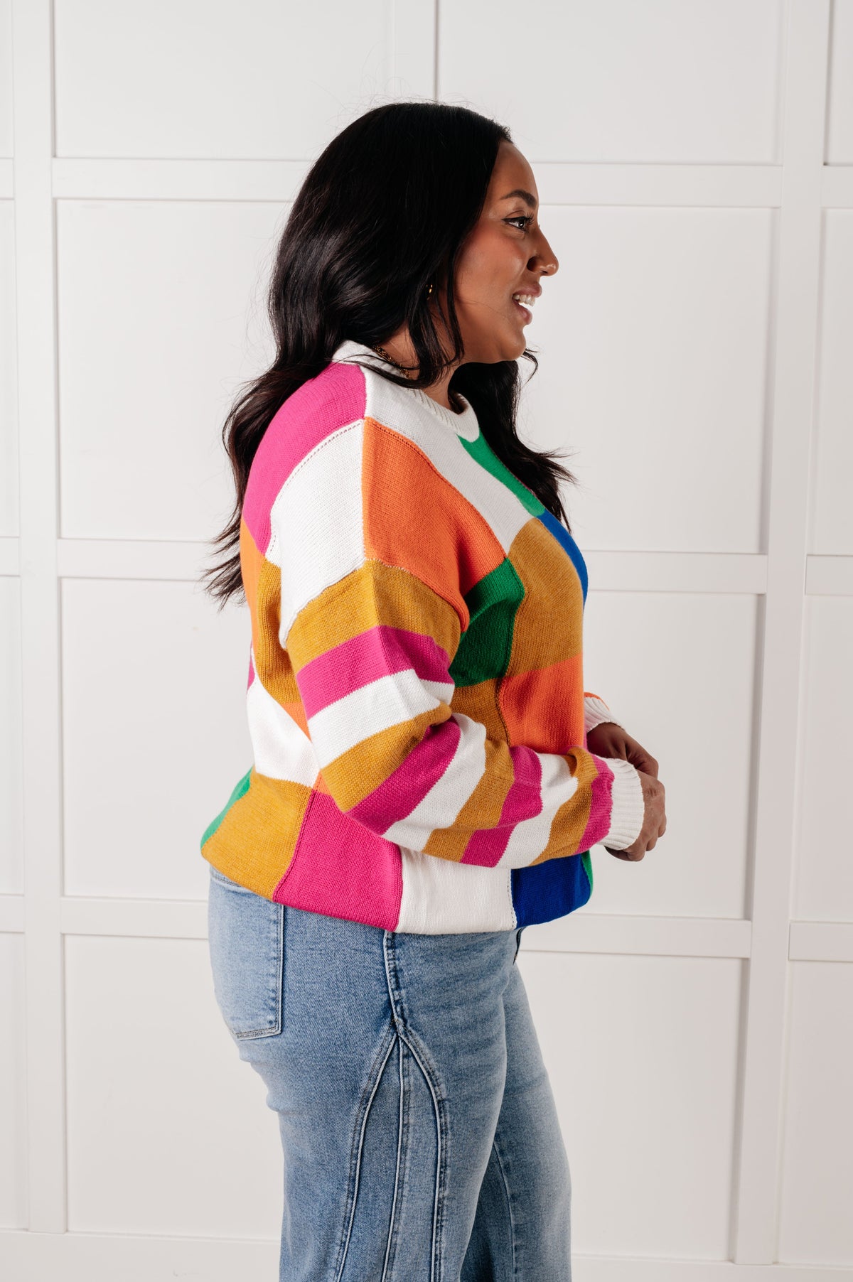 "Yes Please" Color Block Sweater